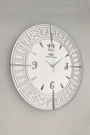 Tangled Lines White & Silver Turkish Numeral 50x50cm Silent Wall Clock dyTR50x50 - 3