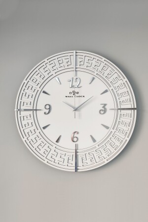 Tangled Lines White & Silver Turkish Numeral 50x50cm Silent Wall Clock dyTR50x50 - 4