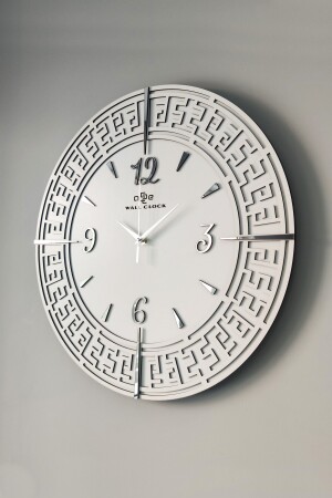 Tangled Lines White & Silver Turkish Numeral 50x50cm Silent Wall Clock dyTR50x50 - 5