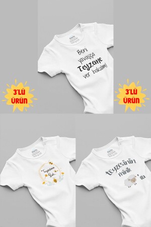 Tante 3-teiliges Baby-Body-Set aus 100 % Bio-Baumwolle, weißer Baby-Body mit Druckknöpfen, Triple5159-5135-t-5124 - 1