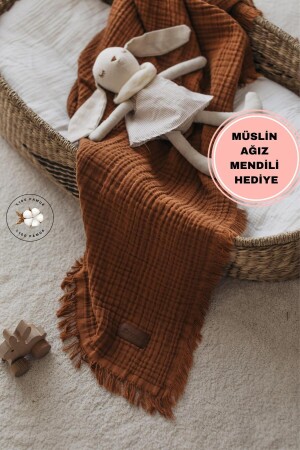 Tarçın Muslin 4 Katlı Müslin 110x110cm Pamuksu Yumuşaklık - Yeni Seri -110x110cm - Zeypba