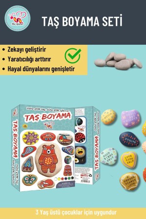 Taş Boyama 3 Yaş Üstü Çocuklar Için Zeka Geliştirici 6 Renk Akrilik Boyalı Fırçalı Aktivite Seti 231598 - 1