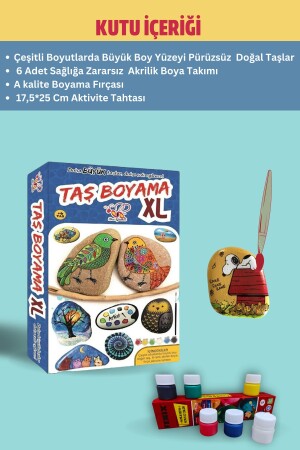 Taş Boyama Xl 3 Yaş Üstü Çocuklar Için Zeka Geliştirici 6 Renk Akrilik Boyalı Fırçalı Aktivite Seti 201299 - 4