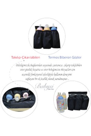 Taş Tasarım Mommy Baby Bag Exclusive Siyah Anne Bebek Bakım Ve Kadın Çantası - 9