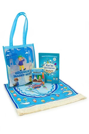 Tasche Korankurs Elif Ba Buch Kinder Gebetsmatte Anbetungsset Blau - 2