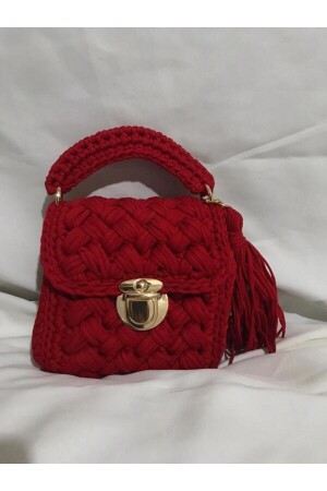 TASCHE ROT handgefertigte Stricktasche - 1