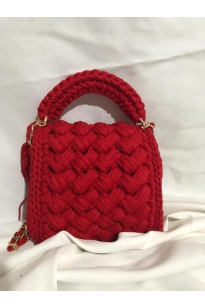 TASCHE ROT handgefertigte Stricktasche - 3