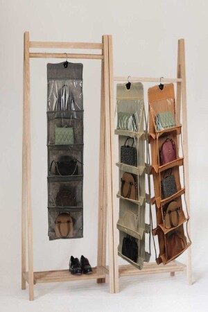 Taschen-Organizer zum Aufhängen, Schrank-Organizer mit 10 Taschen (grau) - 3