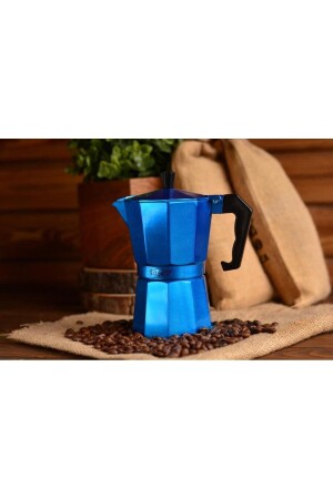 Taşev T1195 Piccolo Moka-Kanne 6 Tassen Blau (ALUMINIUM) - 1