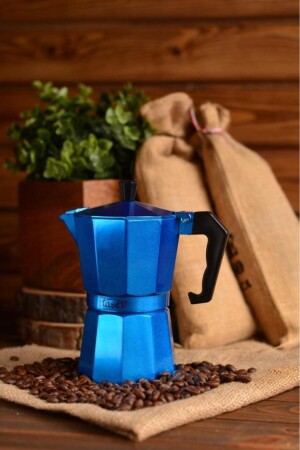 Taşev T1195 Piccolo Moka Pot 6 Fincan Mavi (ALÜMİNYUM) - 4