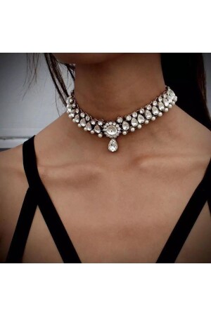 Taşlı Incili Choker Kolye 6B094 - 2