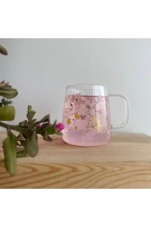 Tasse aus Borosilikatglas mit Blumen - 3