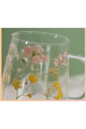 Tasse aus Borosilikatglas mit Blumen - 4