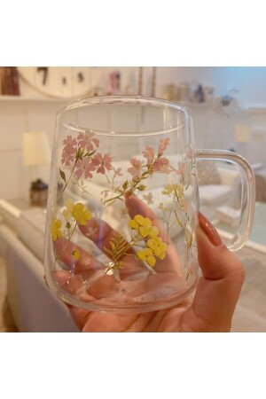 Tasse aus Borosilikatglas mit Blumen - 7