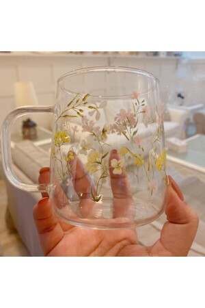 Tasse aus Borosilikatglas mit Blumen - 8