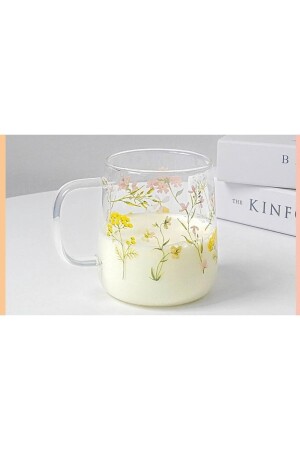 Tasse aus Borosilikatglas mit Blumen. Tasse Blume - 2