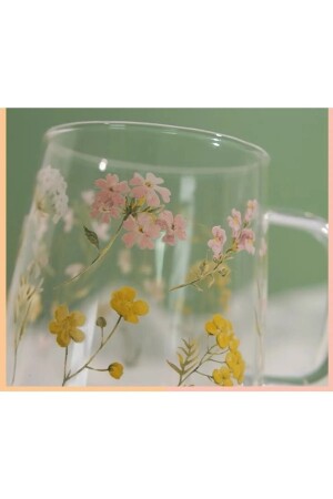 Tasse aus Borosilikatglas mit Blumen. Tasse Blume - 6