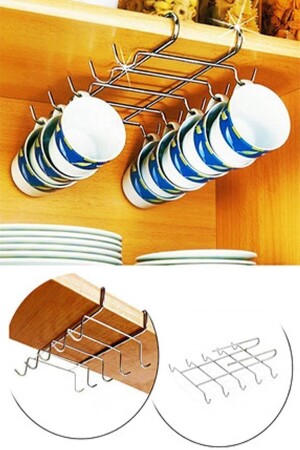 Tassenaufhänger mit 10 Haken unter dem Regal – Tassenaufhänger mit Haken – im Schrank - 1