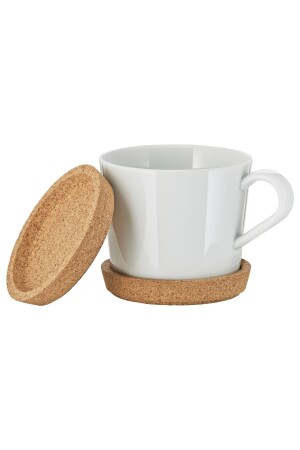 Tassenset > 2 Tassen (24 cl) + 10 cm große Korkuntertasse - 5