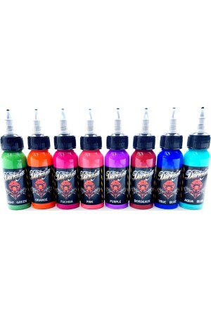 TATTOO-FARBSTOFF-SET DARKNESS 8 FARBEN JEDE FARBE 30 ML - 2