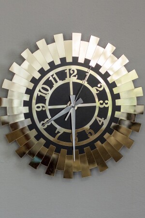 TDESIGN3800000103, 60 x 60 cm, goldene dekorative Wanduhr, robustes 2-lagiges schwarzes MDF mit türkischen Zahlen darauf, verspiegeltes Plexiglas - 5