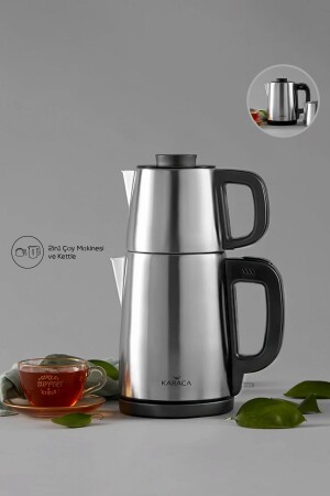 Tea Break 2 In 1 Çelik Su Isıtıcı Çay Makinesi Inox Siyah - 1