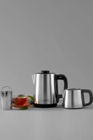 Tea Break 2 In 1 Çelik Su Isıtıcı Çay Makinesi Inox Siyah - 3