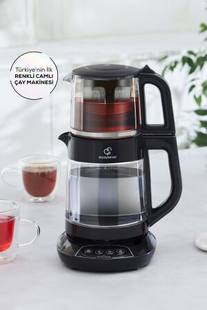 Tea Lover 3-in-1 sprechende Teemaschine aus farbigem Glas, Graphit - Karaca