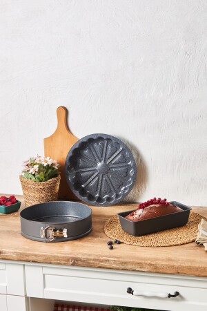 Teemo Neues 3-teiliges Kuchenformen-Set aus Kohlenstoffstahl, Anthrazit 153. 09. 01. 2297-1 - Karaca