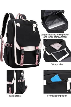 Teenager-Mädchen-Rucksack, Mittel- und Oberschüler-Rucksack, Outdoor-Rucksack, Kinder-Schultasche, swicco Teenager-Mädchen-Tasche, Schwarz/Rosa - 3