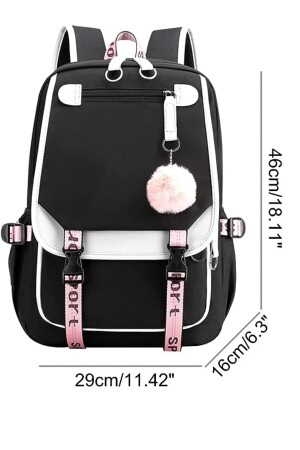 Teenager-Mädchen-Rucksack, Mittel- und Oberschüler-Rucksack, Outdoor-Rucksack, Kinder-Schultasche, swicco Teenager-Mädchen-Tasche, Schwarz/Rosa - 4