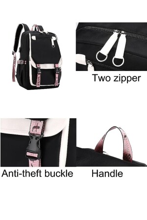 Teenager-Mädchen-Rucksack, Mittel- und Oberschüler-Rucksack, Outdoor-Rucksack, Kinder-Schultasche, swicco Teenager-Mädchen-Tasche, Schwarz/Rosa - 6