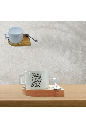 Teetasse im Dar-lan-dum-Design mit Holztablett - 2