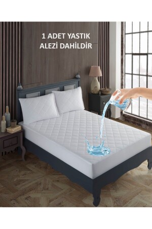 Tek Kişilik Alez Seti %100 Pamuk Kapitone Su Sıvı Geçirmez Yatak Yastık Alezi Yatak Yastık Koruyucu - Sevilya