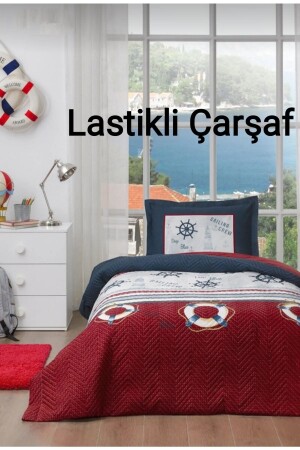 Tek Kişilik ( Çarşafı Lastikli ) Kapitone Dört Mevsim Nevresim Takımı Deep Blue ZYNDBLKP - 1