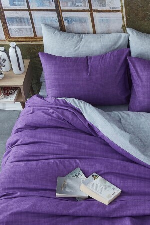 MNZ-Single Double Sided Duvet Cover Set 100٪ القطن 1021 - BONJARDİNHOME