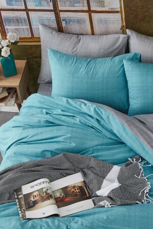 MNZ-Single Double Sided Duvet Cover Set 100٪ القطن 1021 - BONJARDİNHOME