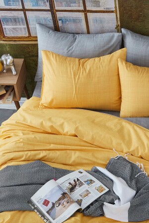 MNZ-Single Double Sided Duvet Cover Set 100٪ القطن 1021 - BONJARDİNHOME