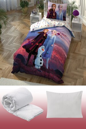 Tek Kişilik Kız Çocuk Uyku Seti 5 Parça %100 Pamuk - Taç