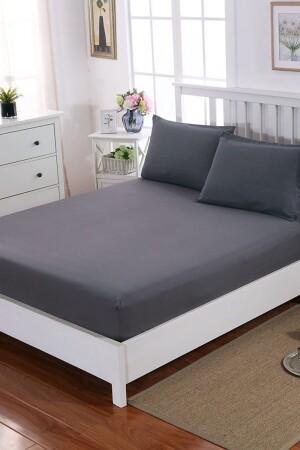 Tek Kişilik Lastikli Penye Çarşaf %100 Pamuk Antrasit - Ladynil