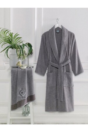Tek Kişilik Nakışlı Bornoz Seti- Erkek Bornoz- Bornoz Takımı- Bornoz- Çeyiz Seti- Çeyizlik - Eco Concept
