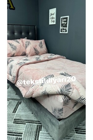 Tek Kişilik Welsoft Pufidik Uyku Seti (Lastikli Çarşaflı) Pudra Tüy - Violacasa