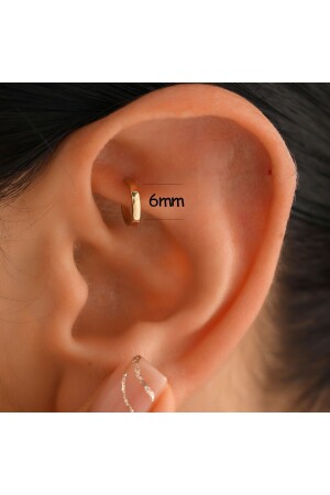 Tek Küpe (Çift değildir) Daith Tragu Helix Altın Küpe 6mm Piercing Küpe Halka Küpe 0-35gram - 4