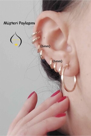 Tek Küpe (Çift değildir) Daith Tragu Helix Altın Küpe 6mm Piercing Küpe Halka Küpe 0-35gram - 5