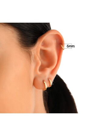 Tek Küpe (Çift değildir) Daith Tragu Helix Altın Küpe 6mm Piercing Küpe Halka Küpe 0-35gram - 7