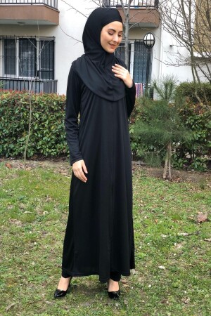 Tek Parça Fermuarlı Namaz Elbisesi Siyah 1001 - ASLINUR GİYİM