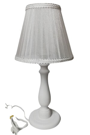 غطاء مصباح غرفة النوم من قاعدة خشبية بيضاء ورفض رأس بيضاء - Tekay Aydinlatma