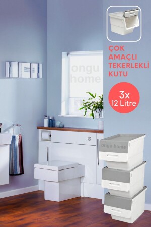 Tekerlekli Eşya Ve Erzak Kutusu Motek Organizer Kutu 3 Katlı Motek (3X12LT) Ongu081y - 2