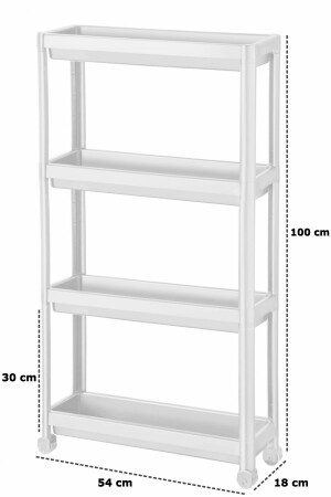 Tekerlekli Raf Ünitesi 4 Katlı Mutfak Rafı Banyo Rafı Banyo Düzenleyici Dar Alan Organizer Beyaz - 6