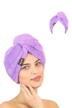 Tekli Paket Mikrofiber Saç Havlusu – 2 Düğmeli Saç Kurutma Bonesi – Baş Havlusu Heriya-Towel-1Pcs - 2